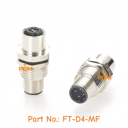 M12 4 Pin D-Code Male to Female Shielded Panel Mountable Coupler IP67 M12 Feed Through Bulkhead Adapter for Profinet Ethernet/IP