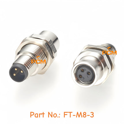 M8 3 Pin Male to Female Bulkhead Connector IP67 Waterproof Shielded M8 Front Rear Panel Mount Connector Feed Through Adapter