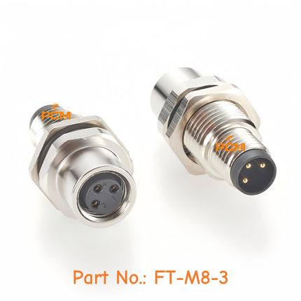M8 3 Pin Male to Female Bulkhead Connector IP67 Waterproof Shielded M8 Front Rear Panel Mount Connector Feed Through Adapter