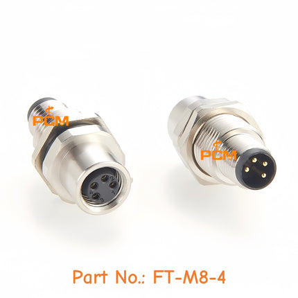 Panel Mount M8 Bulkhead Connector M8 4Pin A Code Male to Female Adapter IP67 Waterproof Shielded M8 Panel Feed Through Connector