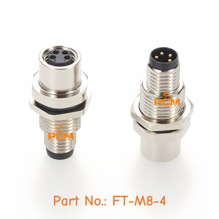 Panel Mount M8 Bulkhead Connector M8 4Pin A Code Male to Female Adapter IP67 Waterproof Shielded M8 Panel Feed Through Connector