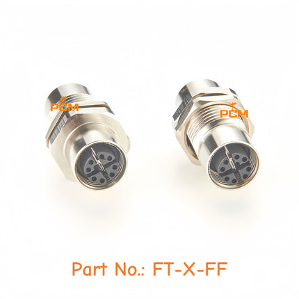 M12 8 Position X-Code Female to Female Bulkhead Connector for 10Gbps Gigabit Ethernet IP67 M12 Feedthrough Panel Mount Connector