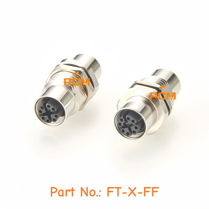 M12 8 Position X-Code Female to Female Bulkhead Connector for 10Gbps Gigabit Ethernet IP67 M12 Feedthrough Panel Mount Connector
