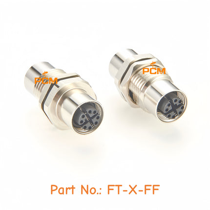 M12 8 Position X-Code Female to Female Bulkhead Connector for 10Gbps Gigabit Ethernet IP67 M12 Feedthrough Panel Mount Connector
