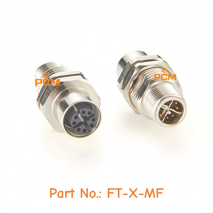Waterproof M12 X Code 8 Pin Male to Female Shielded Panel Mount Connector 10Gbps M12 X-Coded Ethernet Bulkhead Connector, CAT6A