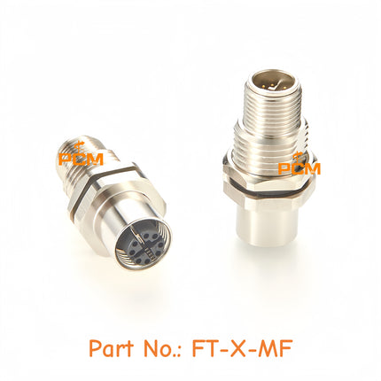 Waterproof M12 X Code 8 Pin Male to Female Shielded Panel Mount Connector 10Gbps M12 X-Coded Ethernet Bulkhead Connector, CAT6A