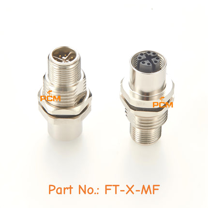 Waterproof M12 X Code 8 Pin Male to Female Shielded Panel Mount Connector 10Gbps M12 X-Coded Ethernet Bulkhead Connector, CAT6A