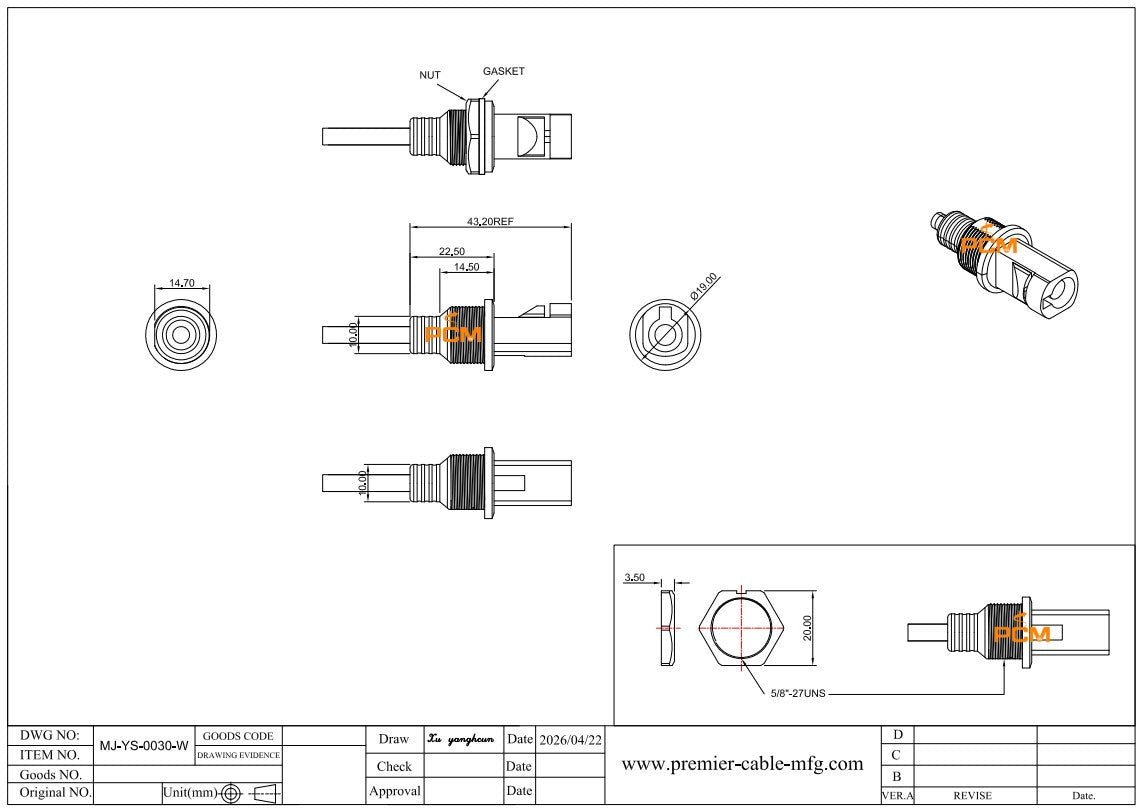 High-Speed Data HSD Z Code Panel Mount Cable