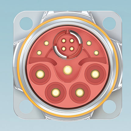 M23 Power Signal Data Hybrid Connector Flange Mount