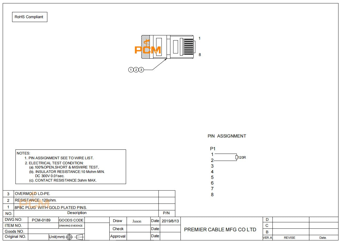 RJ45 Terminating Resistor 120 Ohm