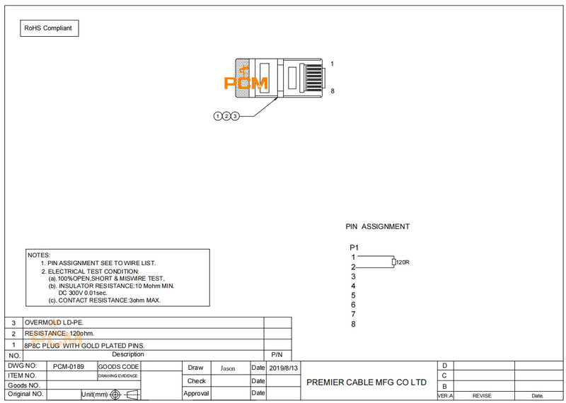 RJ45 Terminating Resistor 120 Ohm图纸1