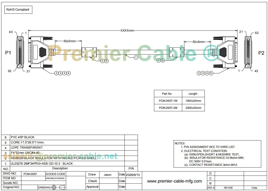 DB62 Shielded Cable Compatible PCL-10162