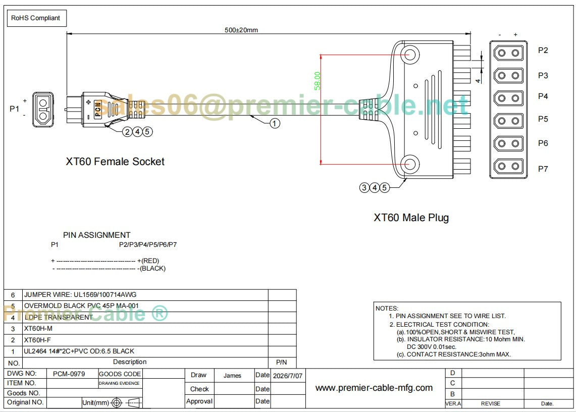 6 Port Solar Charging Connector XT60 Interface