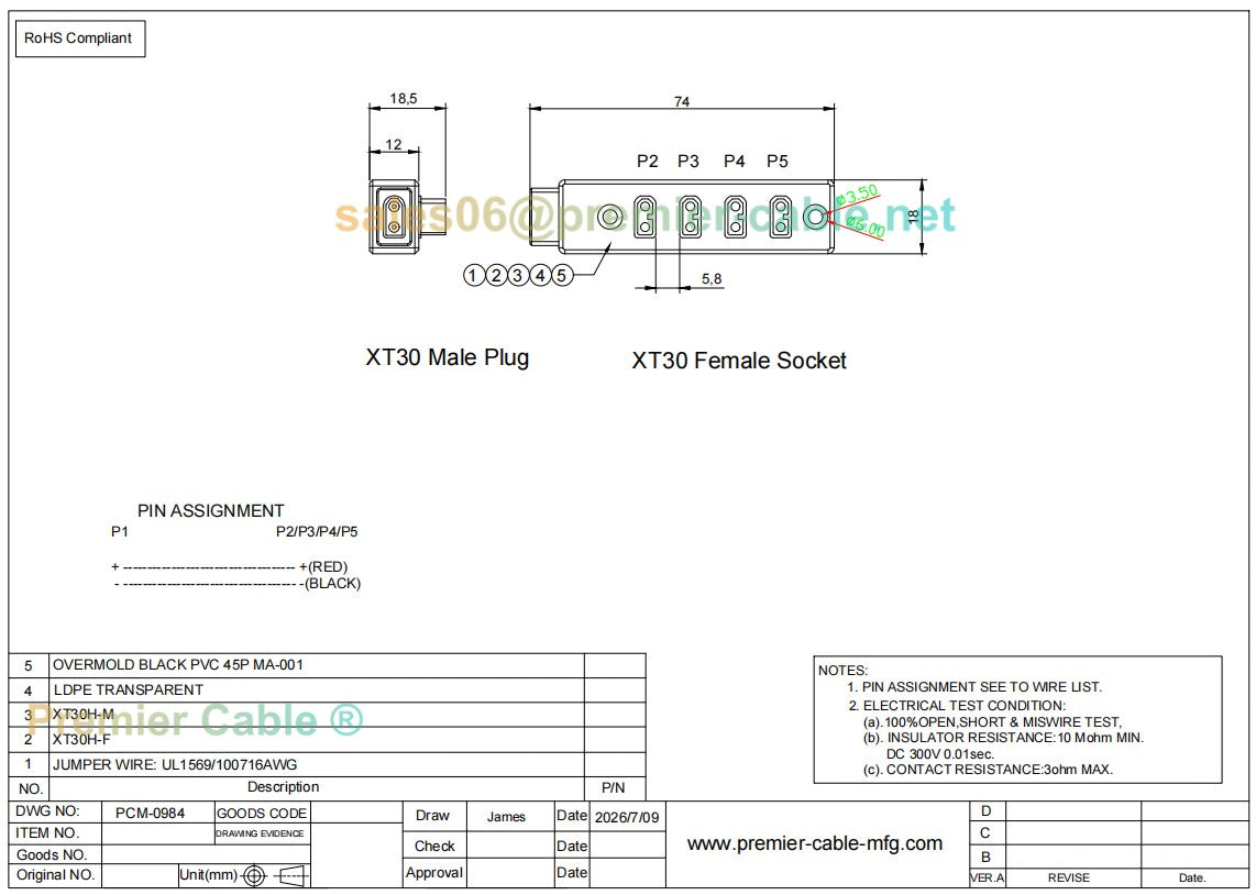 XT30 Power Distribution Board 4 Port