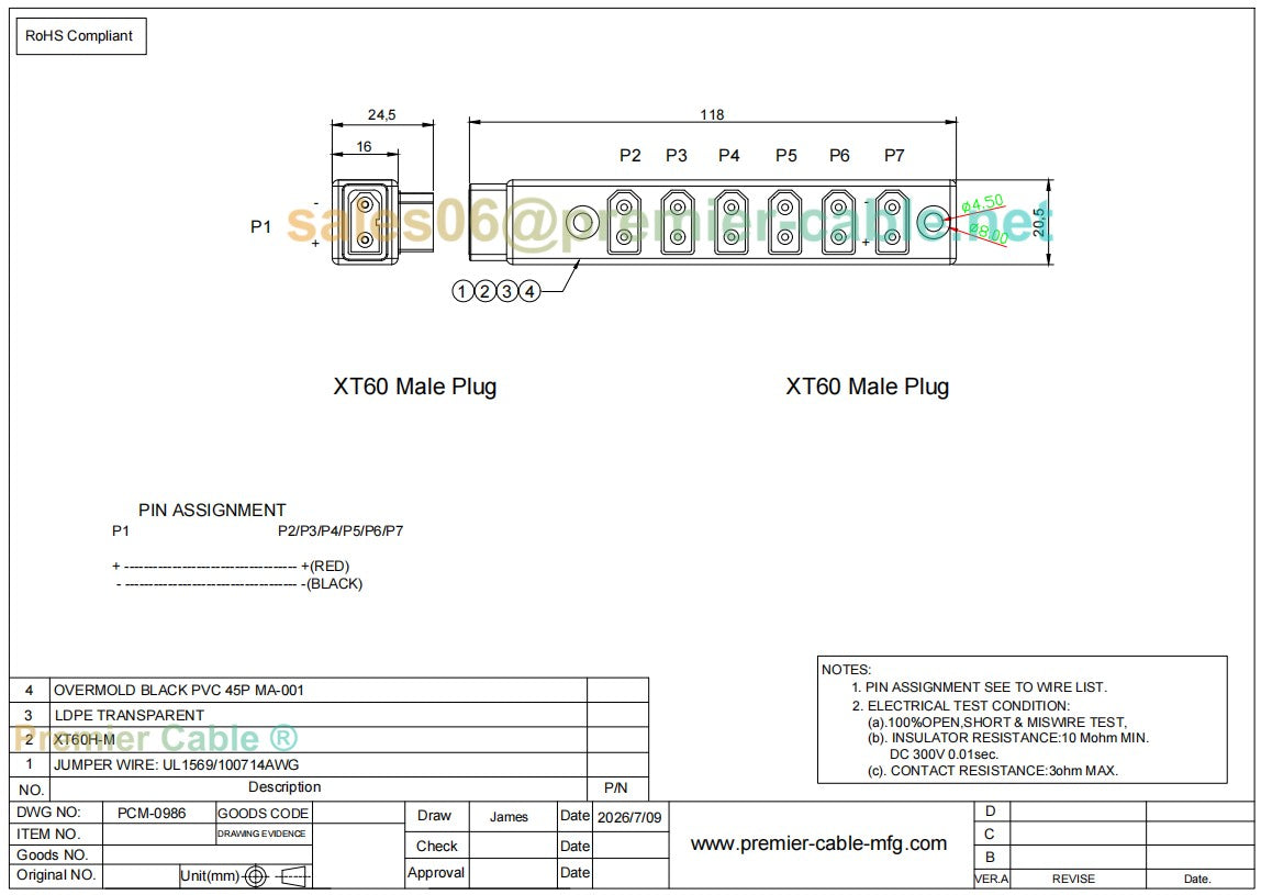 XT60 Power Distribution Block 6 Port