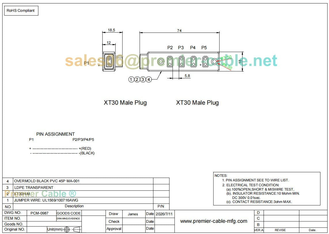 XT30 4 Channel Power Distribution Board