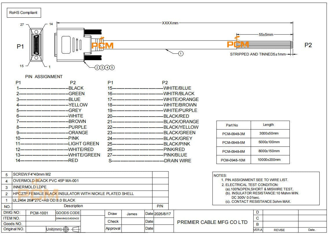 DH40-27S Cameralink Trigger Cable