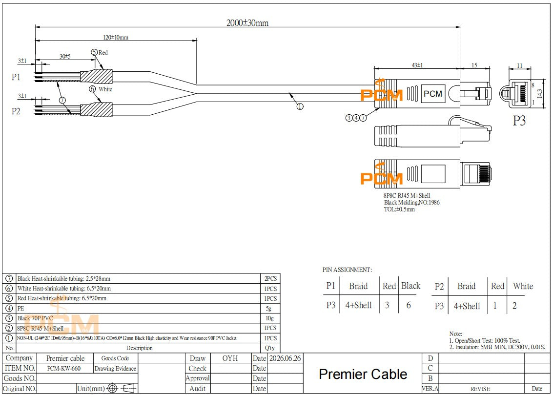 RJ45 Male to Open End AXIA Audio Cable