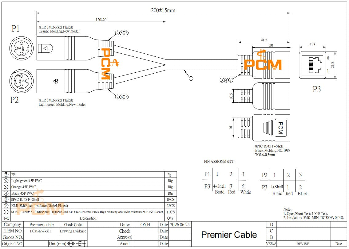 Axia Adapter Cable Dual XLR 3 Pin Male to RJ45 Female