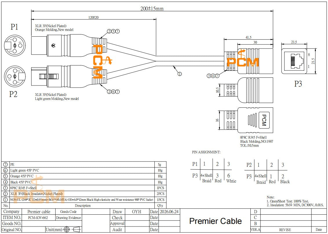 RJ45 Female to Dual XLR 3 Pin Female Adapter Cable for Axia