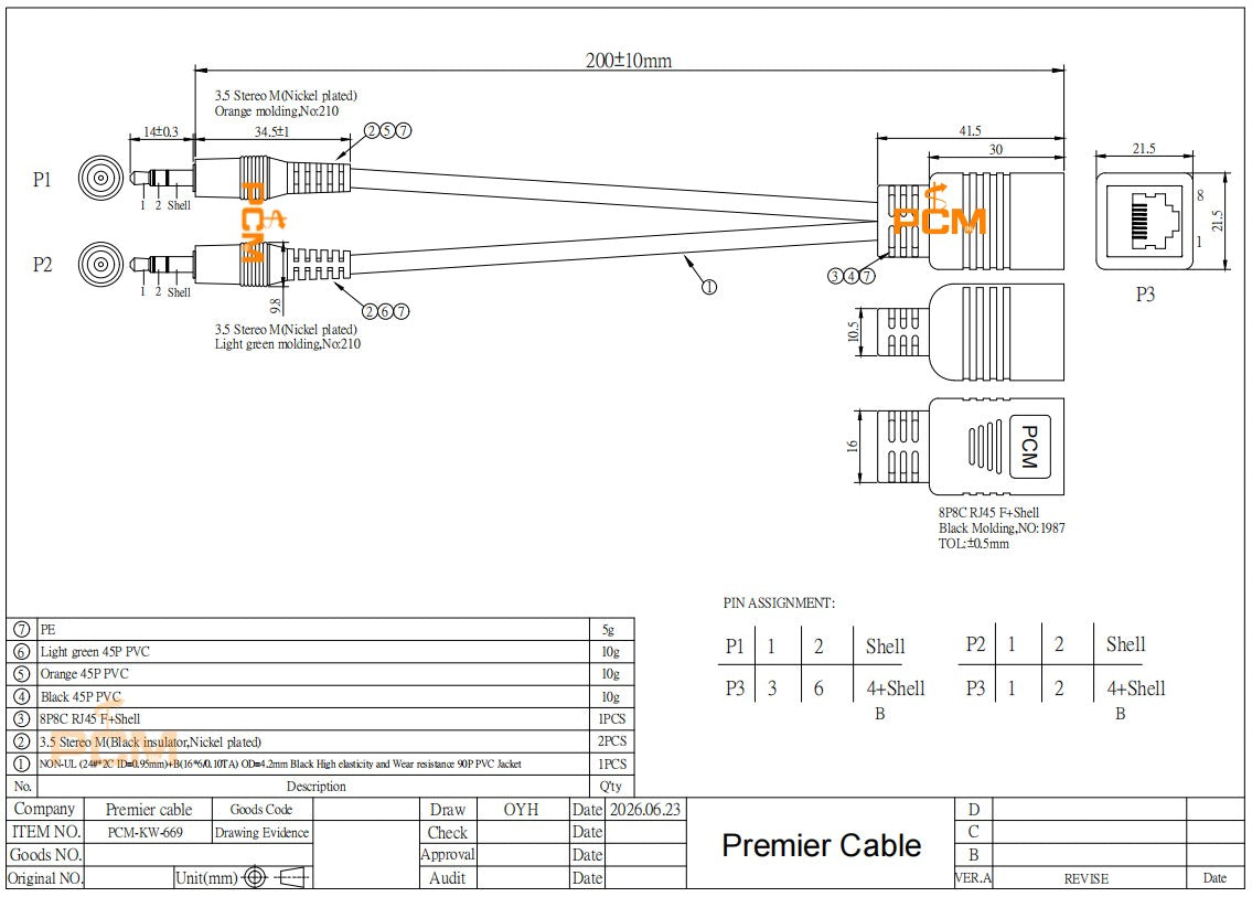 AXIA Cable RJ45 Female to Dual 3.5mm TRS Stereo Male