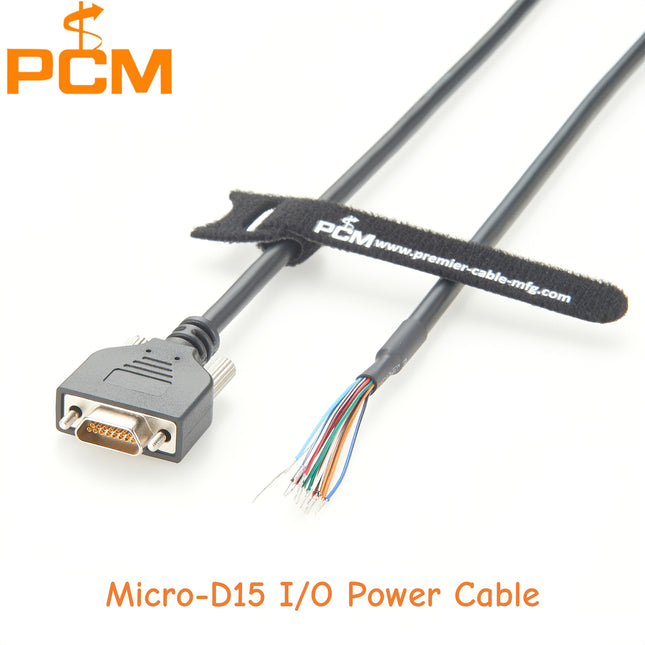 Micro-D15 I/O Power Cable for Basler CXP-12 Interface Cards & Frame Grabbers Compatible Molex 834229018, Basler 2200000467