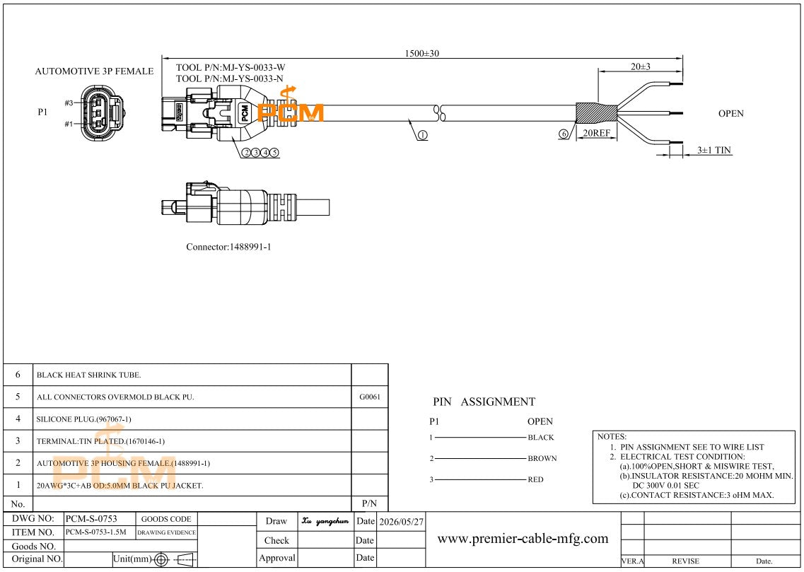 1488991 TE Connectivity Automotive Connector Cable