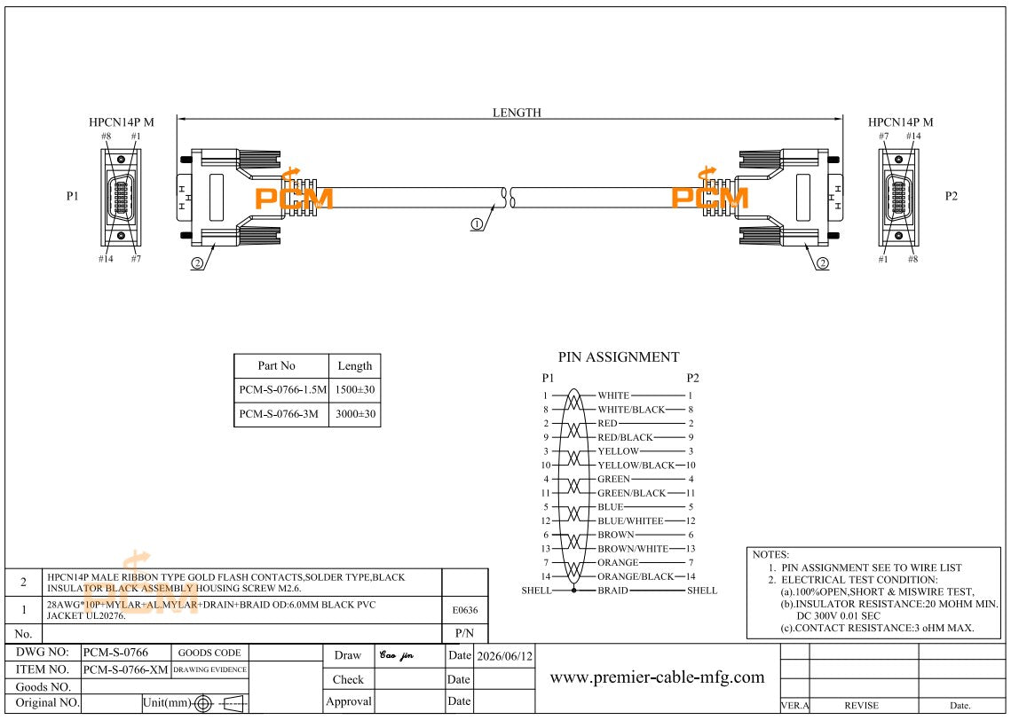 SCSI Cable HPCN14 Male to Male