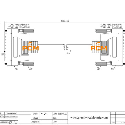 HPCN68 Male to HPDB68 Male SCSI Cable