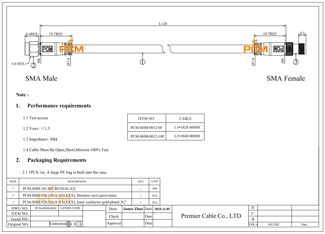 SMA Male to Female Extension Cable