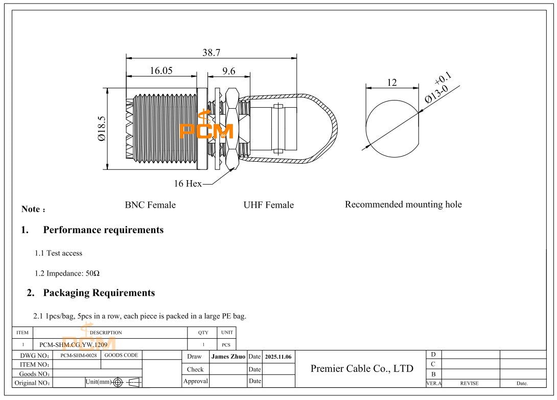 BNC Female to UHF Female SO239 RF Coaxial Adapter