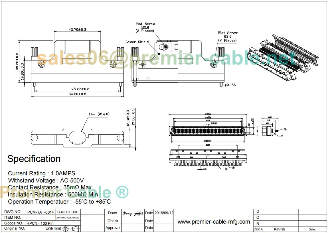 SCSI MDR HPCN 100 Pin Connector
