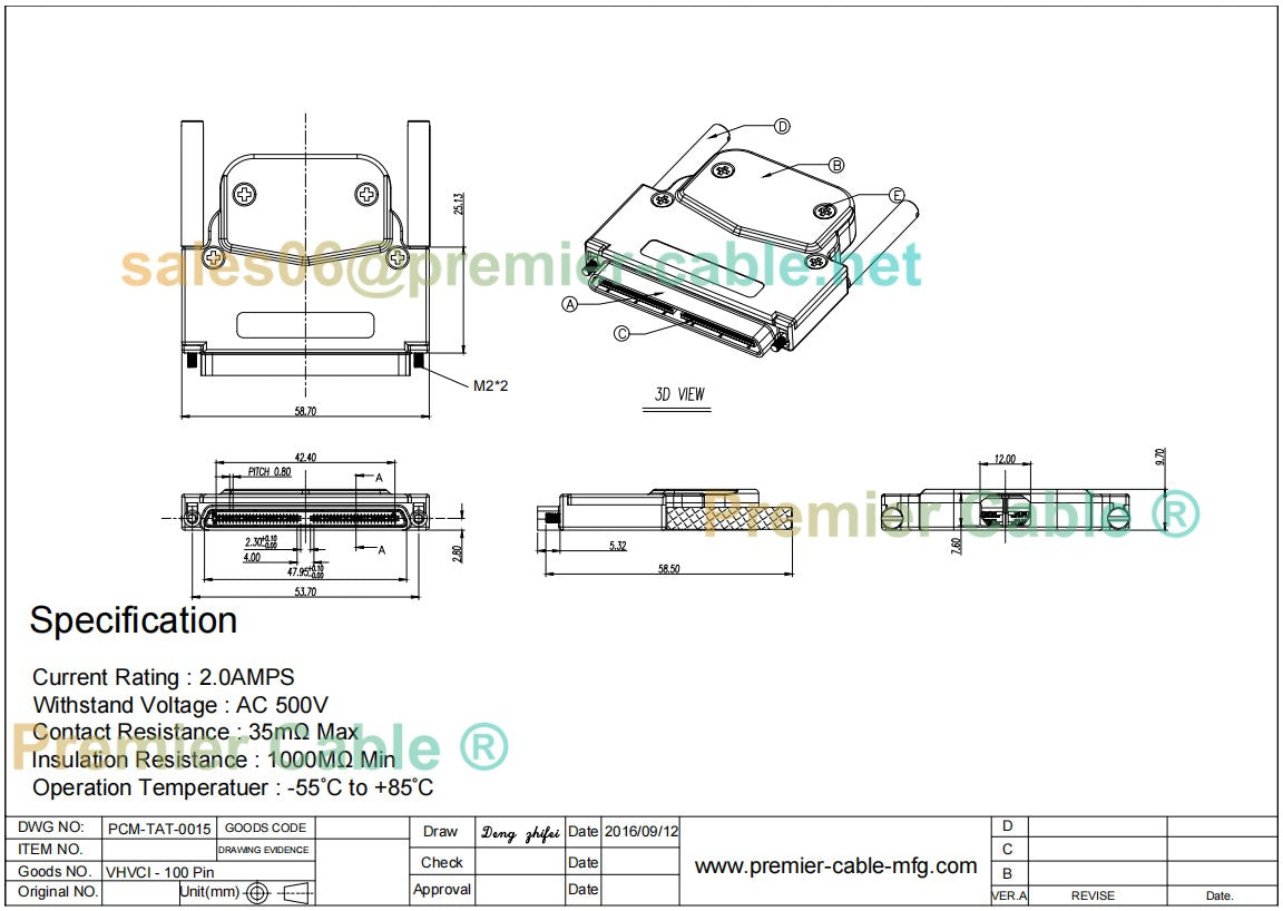 VHDCI 100 Pin SCSI Connector