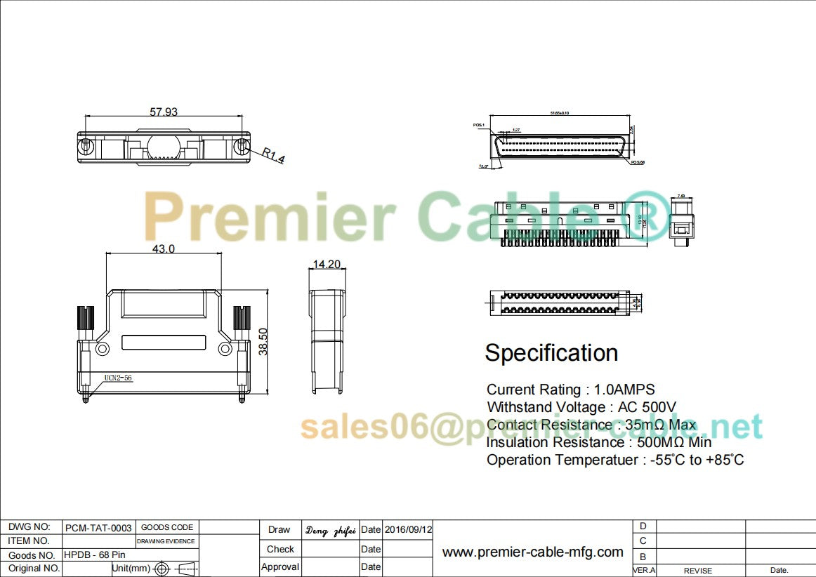 SCSI HPDB 68 Pin Connector