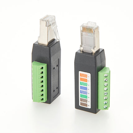 RJ45 Male Plug to 8-Pin Terminal Block Adapter