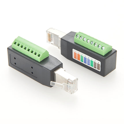 RJ45 Male Plug to 8-Pin Terminal Block Adapter