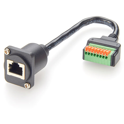 D-Type Panel Mount RJ45 to Terminal Block Adapter Cable