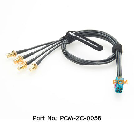 Original Rosenberger Quad HFM Mini FAKRA to 4 SMA Female Connector 4 In 1 Mini FAKRA to SMA RF Coaxial Cable Auto Wire Harness