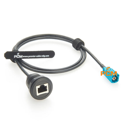 HSD 4P Z Code Male Plug to RJ45 Female Jack Round Panel Mount CAT5E Shielded Ethernet Network Cable for Automotive Infotainment