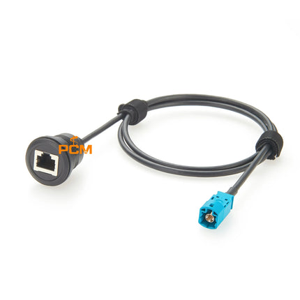 HSD 4P Z Code Male Plug to RJ45 Female Jack Round Panel Mount CAT5E Shielded Ethernet Network Cable for Automotive Infotainment