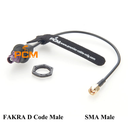 Front Panel Mount FAKRA RF Coaxial Cable, Chassis Mount FAKRA D Code Male to SMA Male Vehicle Car GPS GSM Antenna Adapter Cable