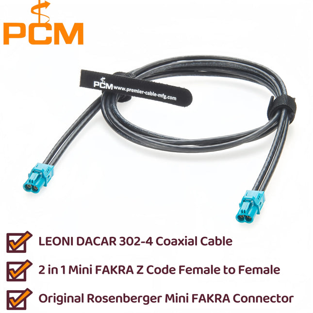 Dual Core 2 in 1 Mini FAKRA Cable Assembly Original Rosenberger AMK12B-1M4Z5-Z Mini FAKRA RF Coaxial Cable for BMW Automotive 1m