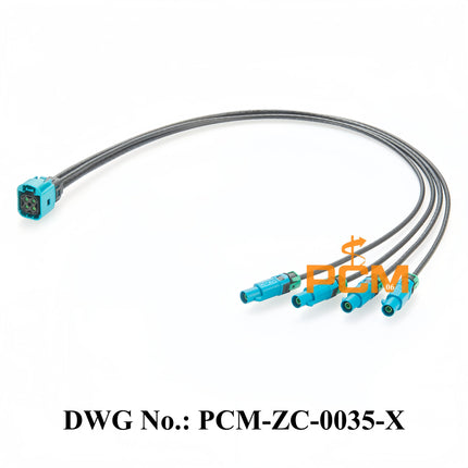 Original TE MATE-AX 2354439-9 to FAKRA 2-2307198-0 RF Coaxial Cable IP67 Mini FAKRA 4-In-1 Feamle to FAKRA Male Extension Cable