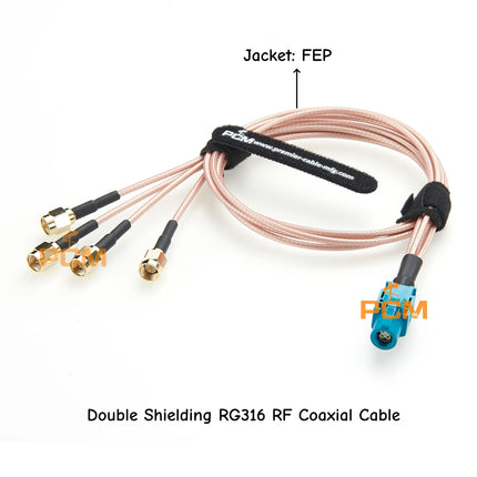 HSD 4 Pin Female to 4 SMA Male Splitter Cable RG316 RF Coaxial Cable for GSM GPS DAB WIFI Car Stero Auto Aerial Antenna 50 Ohm