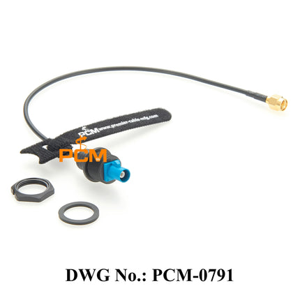 FAKRA to SMA Cable Water Blue FAKRA Z Code Male Plug Front Panel Mount Bulkhead to SMA Male Plug RG174 RF Coaxial Cable Assembly