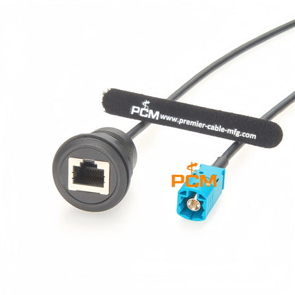 HSD 4P Z Code Male Plug to RJ45 Female Jack Round Panel Mount CAT5E Shielded Ethernet Network Cable for Automotive Infotainment