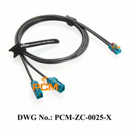 Original TE MATE-AX Mini FAKRA 2-In-1 Z Female 2-2306868-9 to Dual FAKRA Z Female 2-2326910-0 RF Coaxial Cable for Automotive 1m