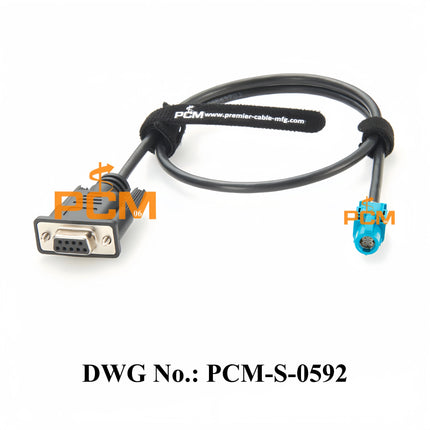 Original Rosenberger HSD 4 Pin Z Female D4K10A-1D5A5-Z to DB9 Female BroadR-Reach Ethernet Cable Assembly HSD to DB9 RS232 Cable