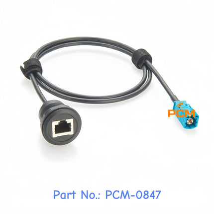 HSD 4P Z Code Male Plug to RJ45 Female Jack Round Panel Mount CAT5E Shielded Ethernet Network Cable for Automotive Infotainment