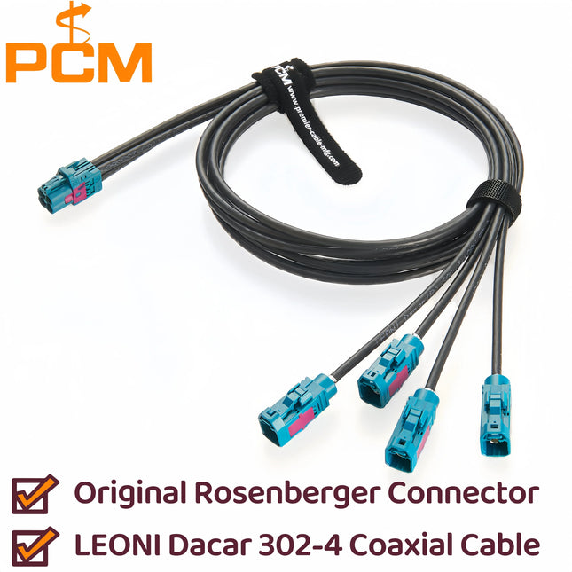 Original Rosenberger Water Blue Quad HFM Mini FAKRA AMK12D-1M4Z5-Z to FAKRA 59Z113-000-Z Automotive Coaxial Cable Assembly 50Ohm